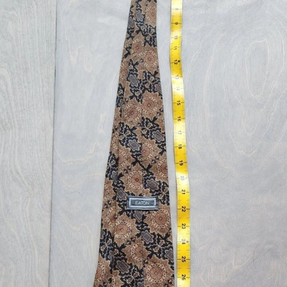 100% Cotton Eaton Tie Brown And‎ Black Patterned
